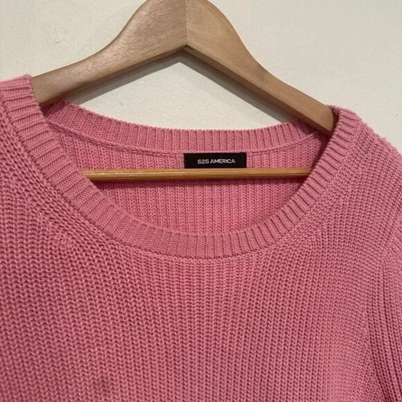 525 America Emma Crewneck Shaker Stitch Sweater Pink Size Medium - Picture 3 of 5